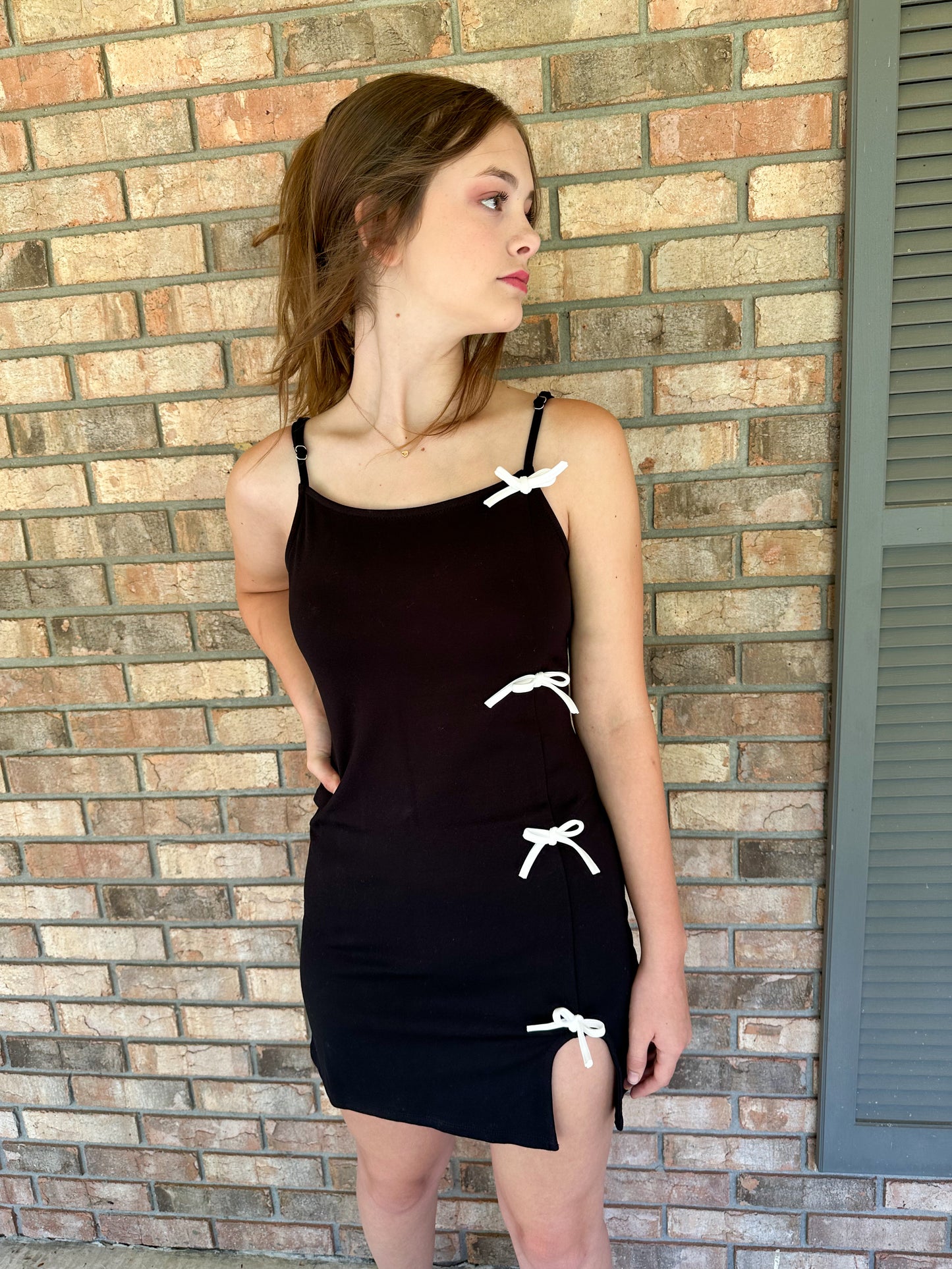 Black Tie Mini Dress